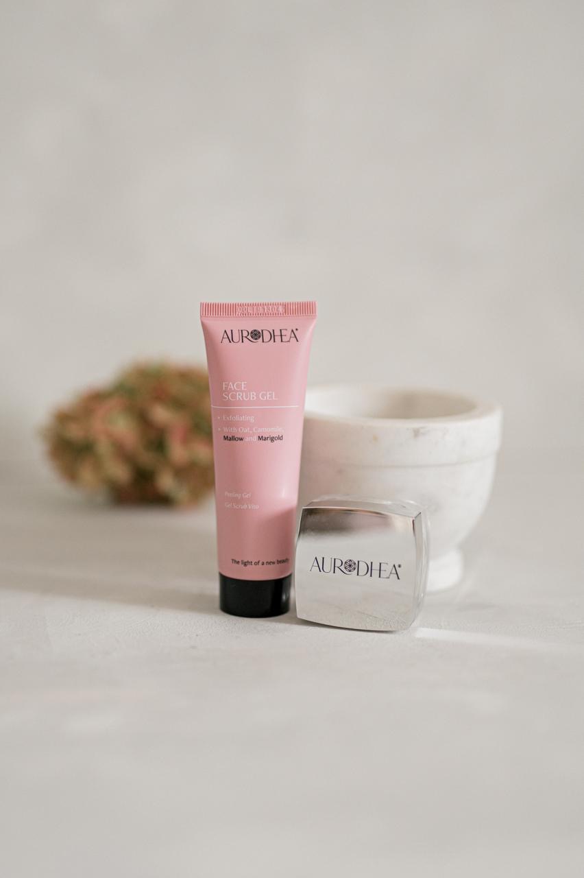 Gel exfoliant visage Aurodhea avec mortier en marbre